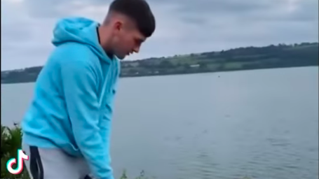 Golfer almost suffers PAINFUL accident attempting DARING shot by a lake